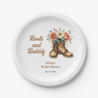 Boots and Bubbly Rustic Western Bridal Shower  Paper Plate