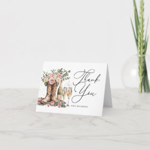 Boots and Bubbly Rustic Western Bridal Shower Thank You Card