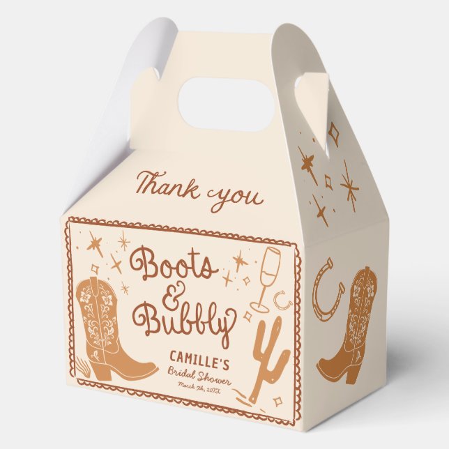 Boots and Bubbly Western Bridal Shower Favour Box (Front)