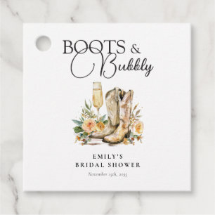 Boots and Bubbly Western Bridal Shower Favour Tags