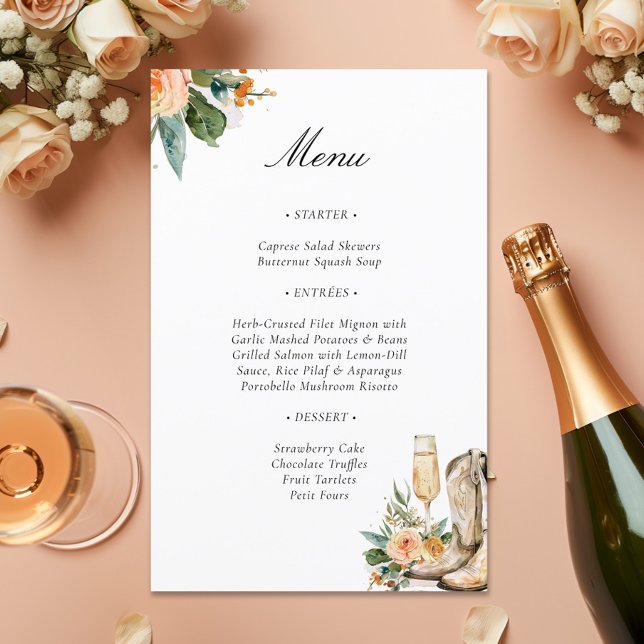 Boots and Bubbly Western Bridal Shower Menu (Creator Uploaded)