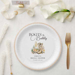Boots and Bubbly Western Bridal Shower Paper Plate