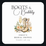 Boots and Bubbly Western Bridal Shower Square Sticker<br><div class="desc">Boots and Bubbly Western Bridal Shower Square Sticker</div>