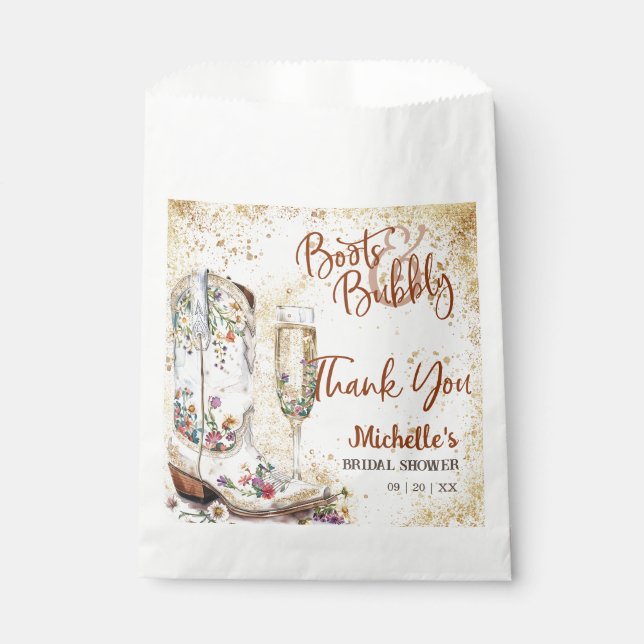 Boots and Bubbly Western Country Thank You Favour Bag (Front)