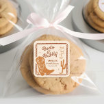 Boots and Bubbly Western Hand Drawn Square Sticker<br><div class="desc">Enhance your bridal shower with our delightful Boots and Bubbly sticker,  featuring hand-drawn whimsical designs! Perfect for sealing envelopes or as favour stickers,  it adds a charming touch to your celebration! Remember you have the option of changing the colour palette. Matching items in Cava party design.</div>