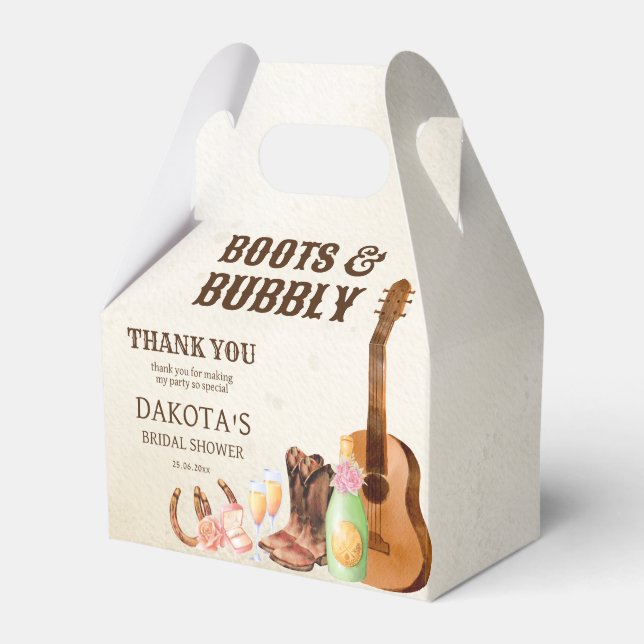 Boots and bubbly western rodeo cowgirl brunch  favor box (Front Side)