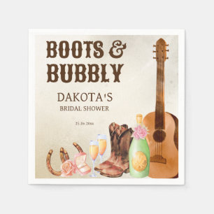 Boots and bubbly western rodeo cowgirl brunch napkin