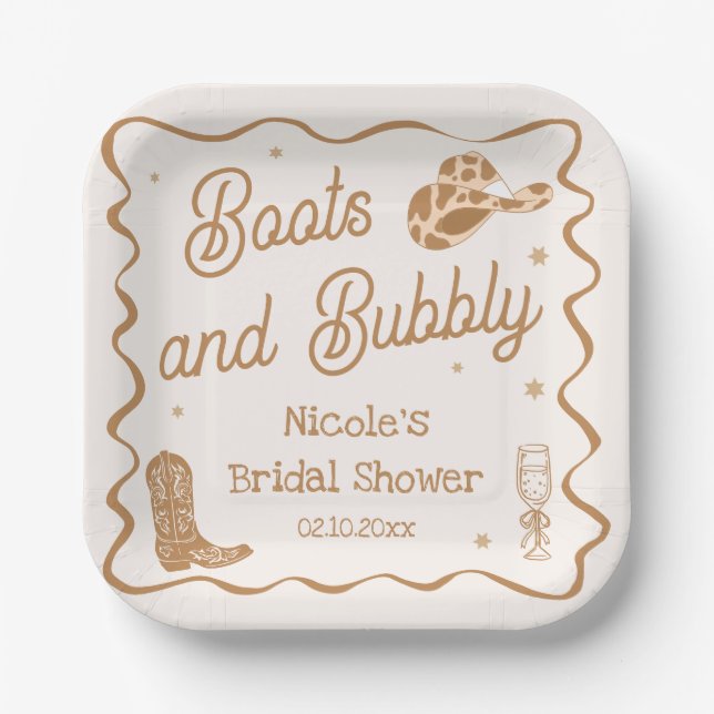 Boots and Bubby Bridal Shower Paper Plate (Front)
