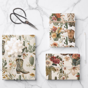 Boots And Cactus  Wrapping Paper Sheet