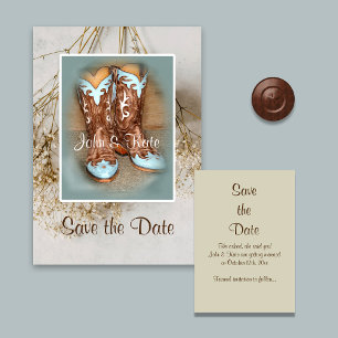 Boots and Dried Flowers  Save The Date