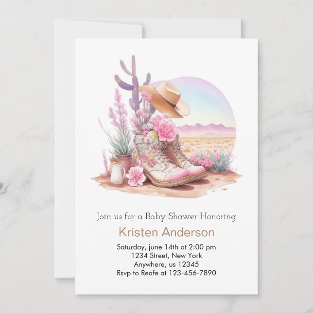 Boots and Hat Delightful Cowgirl Baby Shower Invitation (Front)