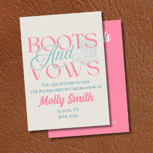 Boots and Vows Western Bachelorette Itinerary Invitation