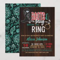 Boots & Bling Before the Ring Invitation - Turq