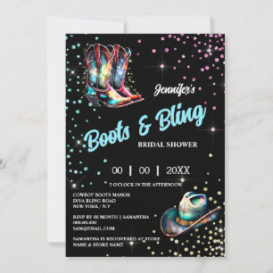 Boots Bling cowboy boots stetson glitter shine Invitation