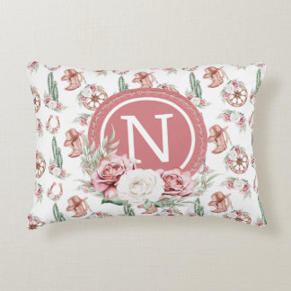 Boots & Blooms: Western Chic Cowgirl Personalized  Accent Pillow