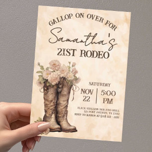 Boots & Blush Rustic Western Cowgirl 21st Birthday Acrylic Invitations