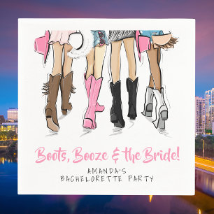 Boots, Booze & the Bride Bachelorette Party Napkin