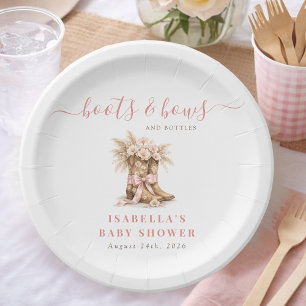 Boots Bows Bottles Wild West Girl Baby Shower     Paper Plate