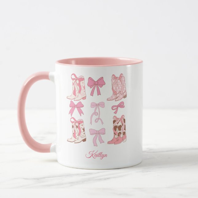 Boots & Bows Cowgirl Personalized Coffee Mug (Left)