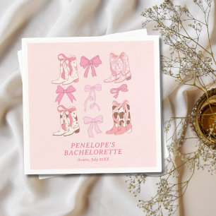 Boots & Bows Pink Cowgirl Bachelorette Party  Napkin