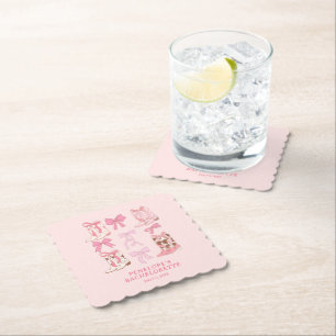 Boots & Bows Pink Girly Bachelorette Party  Paper Coaster