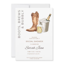 Boots, Brews et Bubbly Fête des mariées Invitation