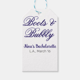 Boots & Bubble bachelorette party name purpleplace Gift Tags