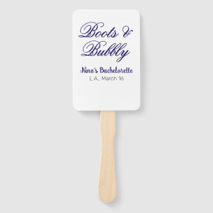 Boots & Bubble bachelorette party name purpleplace Hand Fan