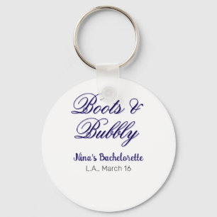 Boots & Bubble bachelorette party name purpleplace Keychain
