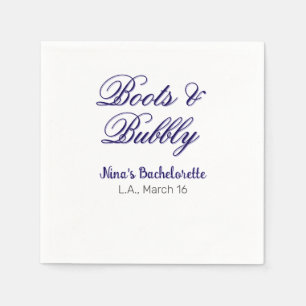 Boots & Bubble bachelorette party name purpleplace Napkin