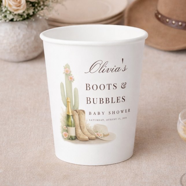 Boots & Bubbles Boho Chic Western Baby Shower Paper Cups (Creator Uploaded)