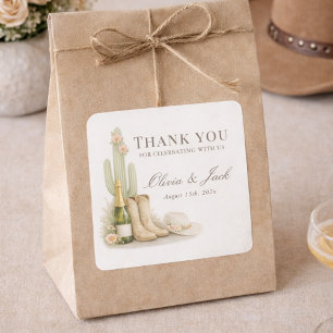 Boots & Bubbles Western Gender Neutral Thank You Square Sticker