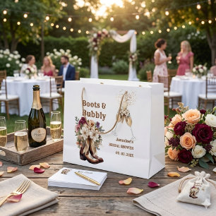 Boots & Bubbly Boho Western Bridal shower Party Large Gift Bag