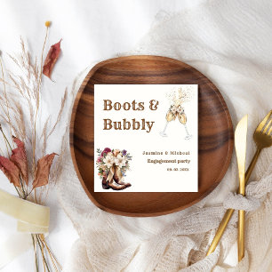 Boots & Bubbly Boho Western engagement  Party Napkin