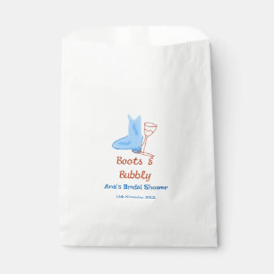 Boots & bubbly champagne bottle bridal shower blue favour bag