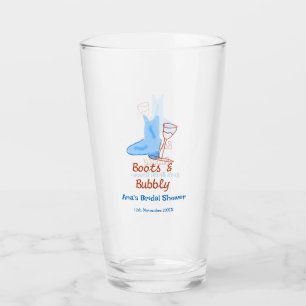 Boots & bubbly champagne bottle bridal shower blue glass