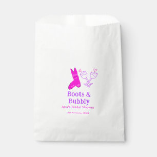 Boots & bubbly champagne bottle bridal shower pink favour bag