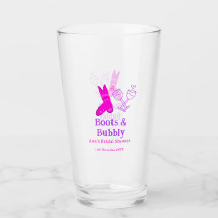 Boots & bubbly champagne bottle bridal shower pink glass