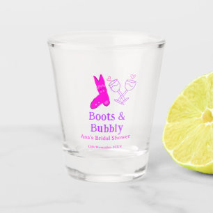 Boots & bubbly champagne bottle bridal shower pink shot glass