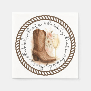 Boots & Bubbly Country Western Boot Bridal Shower Napkin