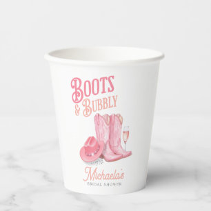 Boots & Bubbly Western Cowgirl Pink Bridal Shower Paper Cups
