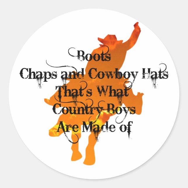 Boots, Chaps, and Cowboy Hats Stickers (Front)