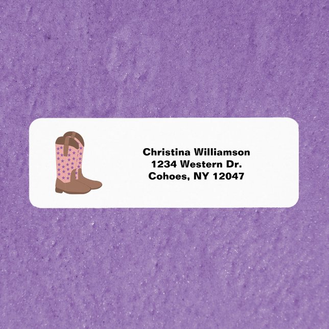 Boots Cowboy Stars Rose Personnaliser Adresse de r (Return Address Labels with cowboy boots and text you can personalize!)