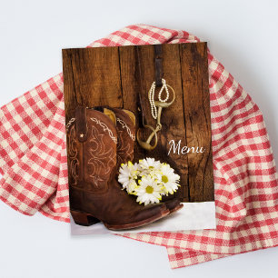 Boots, Daisées et Horse Bit Western Mariage Menu