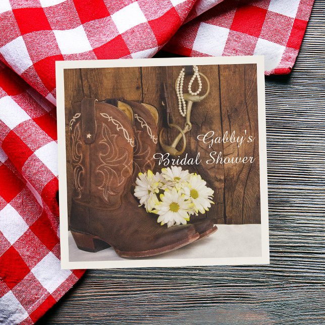 Boots, Daisies and Horse Bit Western Bridal Shower Napkin (Creator Uploaded)