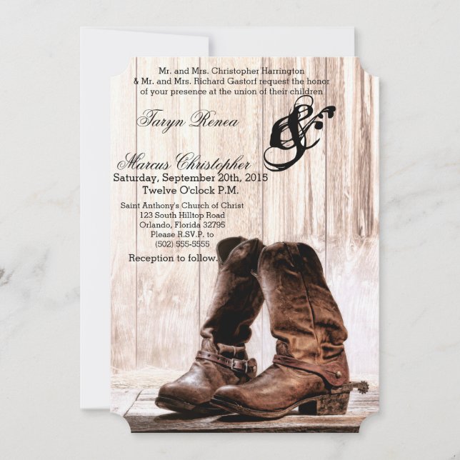 Boots de Faire-part de mariage 5x7 Pays Russe West (Devant)