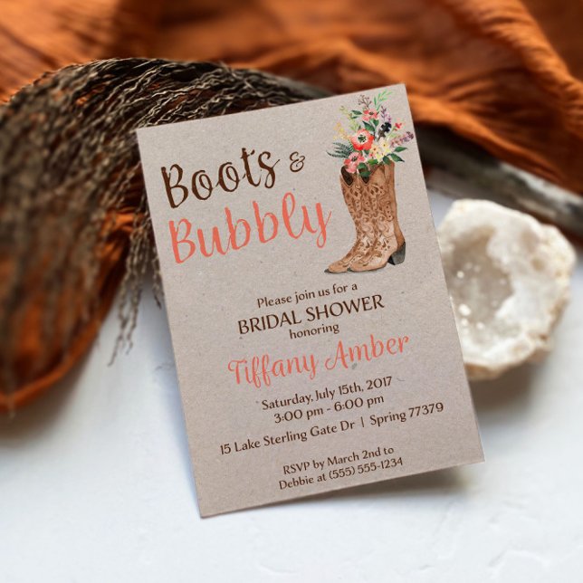 Boots et Bubbly Western Bridal Show Invitation (Créateur téléchargé)
