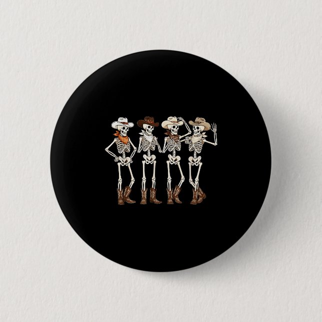 Boots Horse Dancing Skeleton Western Country Rodeo 2 Inch Round Button (Front)