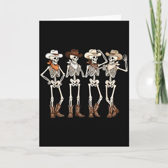 Boots Horse Dancing Skeleton Western Country Rodeo Card (Front)