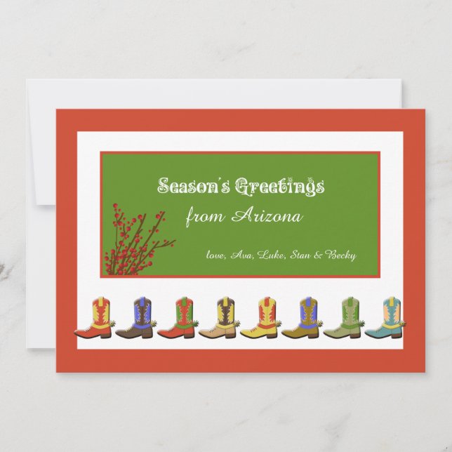 Boots in a Row Holiday Card (Front)